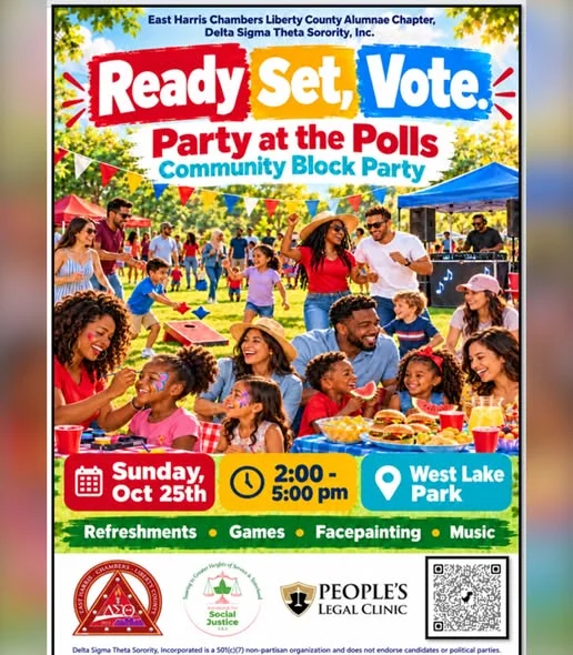 Ready, Set, Vote! Party at the Polls community block party flyer